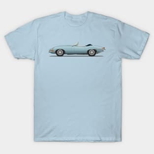 Jaguar E Type Roadster Silver Blue T-Shirt